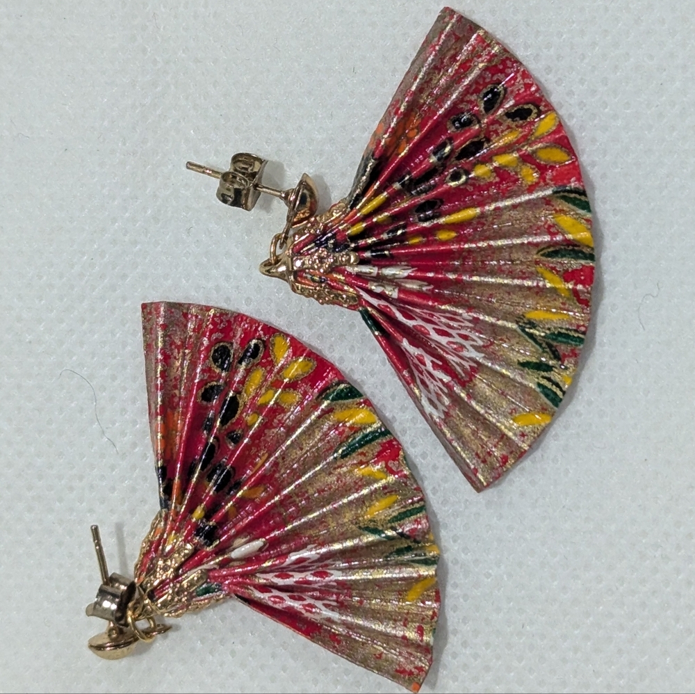 Beautiful Vintage Origami Fan Earrings